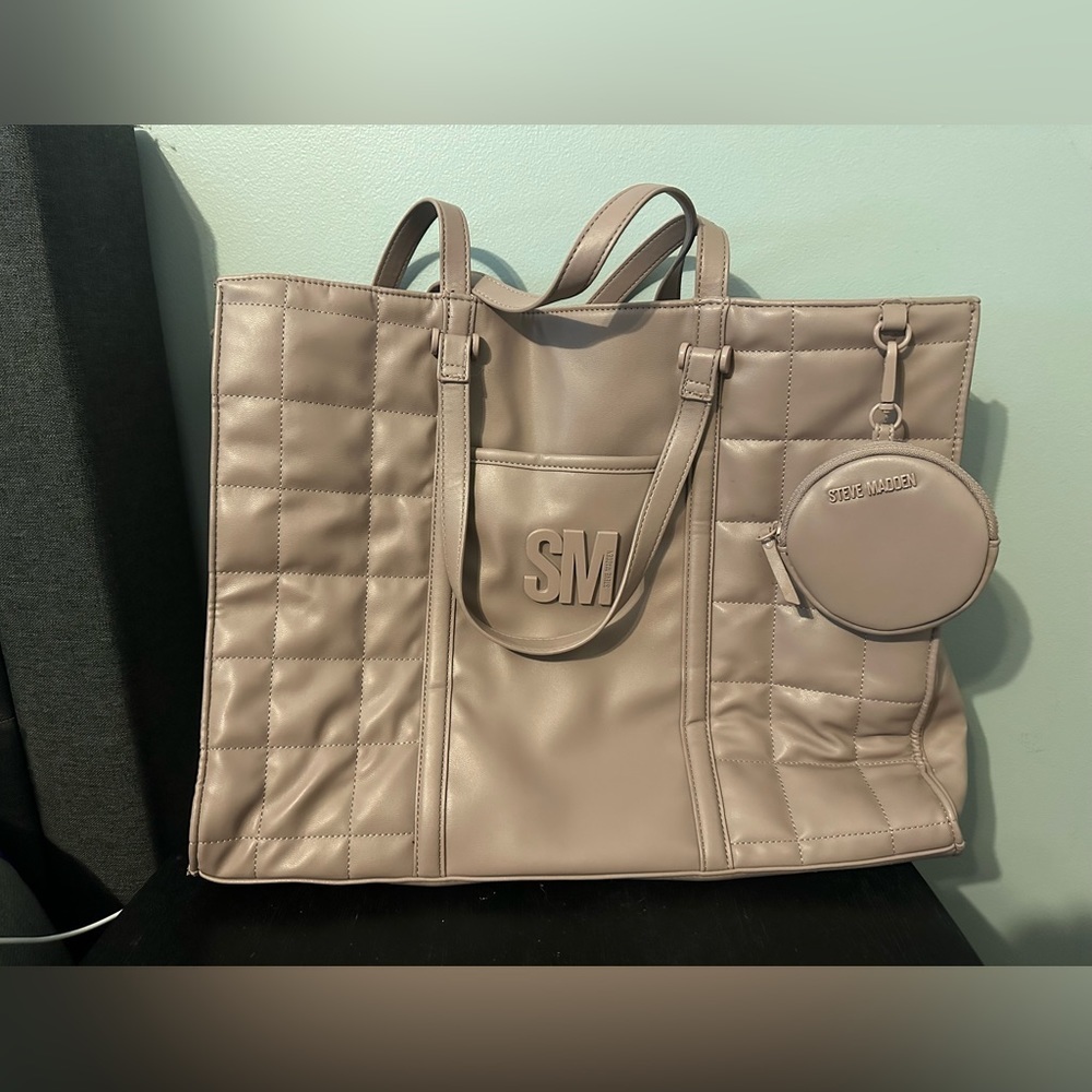 Steve Madden Quilted Mauve/Purple Shoulder Tote Bag